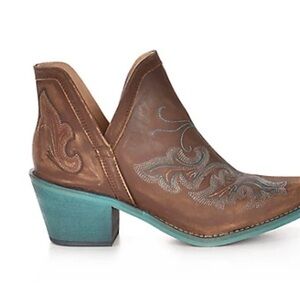 Circle G Brown and Teal Heeled Boots